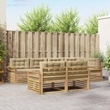  Set vanjskih sofa 7 kom. Bijela i bež Poliester Smeđa 329 x 170,5 x 73 cm | shoptok.hr