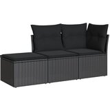  The Living Store Vrtna sedežna garnitura 3-delna z blazinami črn poli ratan - Vrtna Sedežna Garniture, (21452997) | Shoptok.si