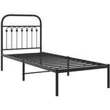  The Living Store Kovinski posteljni okvir z vzglavjem črn 75x190 cm - Posteljni Okvir, (21496302) | Shoptok.si