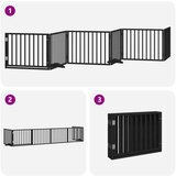 vidaXL Ograda za pse z vrati zložljiva 6 panelov črna 480 cm les | Shoptok.si