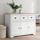 vidaXL Komoda BODO bela in rjava 115x43x79,5 cm trdna borovina Cene