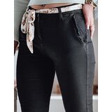 DStreet Spodnie damskie materiałowe chinosy z paskiem ROSSALI czarne UY2295 | Shoptok.si