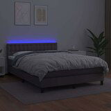  Box spring postelja z vzmetnico LED siva 140x200cm umetno usnje, (20790845) | Shoptok.si