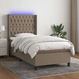  Box spring postelja z vzmetnico LED taupe 80x200 cm blago, (20898762) Cene