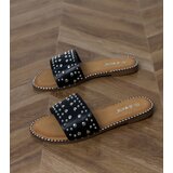 D/CEO Black flat sandals with studs on the strap Luvva | Shoptok.si
