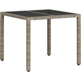  Vrtni stol sa staklenom pločom sivi 90x90x75 cm od poliratana | shoptok.hr