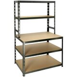 REGALUX Stopničasti regal (V x Š x G: 180 x 100 x 60 cm, Nosilnost na polico: 200 kg, Število polic: 5 kos, Priklop, Črna) | Shoptok.si