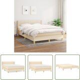 The Living Store Box spring postelja z vzmetnico krem 140x190 cm blago - Box Spring Postelja, (21737453) | Shoptok.si