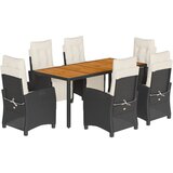  7-dijelni vrtni blagovaonski set s jastucima crni od poliratana | shoptok.hr
