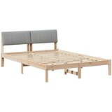  Okvir kreveta s uzglavljem Smeđa i svijetlo siva 135 x 190 cm | shoptok.hr