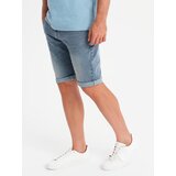 Ombre Men's denim shorts with rolled up leg - light blue | shoptok.hr
