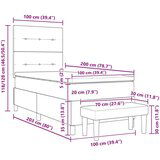 Box Spring Krevet s Madracem i Klupom Tamno Smeđa 100x200 cm Tkanina | shoptok.hr
