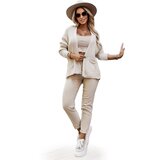 numoco basic 630-1 Warm cardigan with pockets and cuffs on the sleeves - beige | Shoptok.si