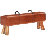 vidaXL Starinska telovadna klop z ročaji pravo kozje usnje | Shoptok.si