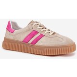 Boto Suede Women's Platform Sneakers Beige-Pink Cavira | shoptok.hr