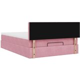  Otomanska postelja z vzmetnico roza 140x200cm žamet | Shoptok.si