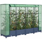  Povišena gredica s pokrovom za staklenik izgled ratana 160x40x123 cm | Eponuda.com