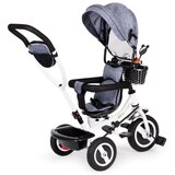 ECO TOYS tricikl s okretnim sjedalom 360 s bijelom konstrukcijom i košaricom, siva | shoptok.hr