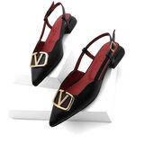 Marjin Women's Pointed Toe Open-Back Balcony Flats Persian Black Cene