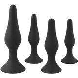 SuperLove Anal Trainer Kit Silicone Butt Plugs Black 4 Pack Cene