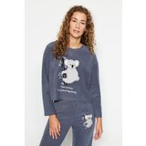 Trendyol Gray Fleece Koala Pattern Tshirt-Pants and Knitted Pajamas Set | shoptok.hr