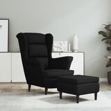  Fotelja s krilnim naslonom i tabureom crna baršunasta | shoptok.hr