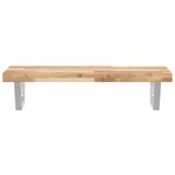  Zidna polica za umivaonik od čelika i masivnog bagremovog drva Smeđa 100 x 40 x 4 cm | shoptok.hr