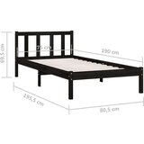 vidaXL Okvir za krevet crni od borovine 75 x 190 cm UK jednokrevetni | shoptok.hr
