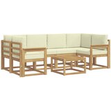 vidaXL Zunanja garnitura za sedenje z blazino 7 pcs Bela in krem, (5000280601) | Shoptok.si