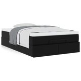 vidaXL Otomanski posteljni okvir z vzmetnico črn 120x190 cm um. usnje | Shoptok.si