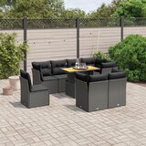 Maison Chic Seti vrtnega pohištva - Vrtna garnitura - Vrtni pohištvo set 9-delna z blazinami črn poli ratan, (21798301) | Shoptok.si