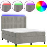 The Living Store Box spring postelja z vzmetnico LED svetlo siva 140x200cm žamet - Box Spring Postelja, (21490527) | Shoptok.si