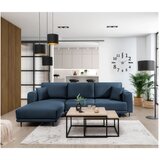 ELTAP Modra žametna raztegljiva/s prostorom za shranjevanje kotna sedežna garnitura (levi kot/z ležalnikom) Dalia – | Shoptok.si