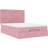  Otomanska postelja z vzmetnicami & LEDs roza 140x190cm žamet, (22053658) | Shoptok.si