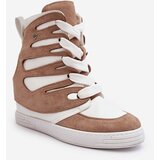 PS1 Leather Boots On Wedge Laced Beige Amria | shoptok.hr