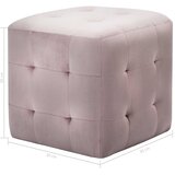  Tabure 2 kom ružičasti 30 x 30 x 30 cm od baršunaste tkanine | shoptok.hr