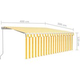 vidaXL Ročno zložljiva tenda s senčilom 4x3 m rumena in bela | Shoptok.si