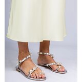 Gemre Silver women's sandals adorned with pearls Sarino | Shoptok.si