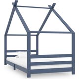  Otroški posteljni okvir siv iz trdne borovine 90x200 cm | Shoptok.si