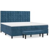 The Living Store Box spring postelja z vzmetnico temno modra 200x200 cm žamet - Box Spring Postelja, (21489038) | Shoptok.si