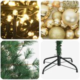  Umjetno božićno drvce s kuglicom 150 cm 150 LED lampica - 150 cm s LED žaruljama i zlatnim kuglicama | shoptok.hr