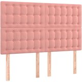  Okvir za krevet s uzglavljem ružičasti 140x190 cm baršunasti | shoptok.hr