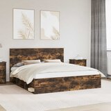  Krevetna konstrukcija s uzglavljem Dimljeni hrast 200 x 200 cm | shoptok.hr