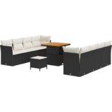 vidaXL set od 11 dela vrtnog kauča s jastučićima crni poli ratan akacija | shoptok.hr