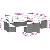  12-dijelni set vrtnih sofa od poliratana s jastucima sivi | shoptok.hr