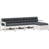 Maison Chic Seti vrtnega pohištva - Vrtna garnitura - Vrtni pohištvo set 5-delna z blazinami bela trdna borovina, (21816622) | Shoptok.si