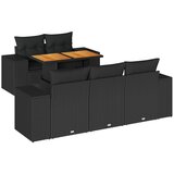 vidaXL Vrtna sedežna garnitura 6-delna z blazinami črna poli ratan, (21783245) | Shoptok.si