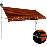Maison Chic Ročno zložljiva tenda - Senčniki z LED lučkami 350 cm oranžna in rjava, (22041608) | Shoptok.si