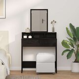 Toaletna stolica Crni hrast MDF i staklo 79 x 41 x 140 cm u