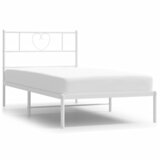 Maison Chic Kovinski Posteljni okvir - Dvoposteljna postelja - Zakonska postelja z vzglavjem bel 100x190 cm, (21692830) | Shoptok.si